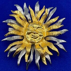 Vintage JJ Sun Face Brooch